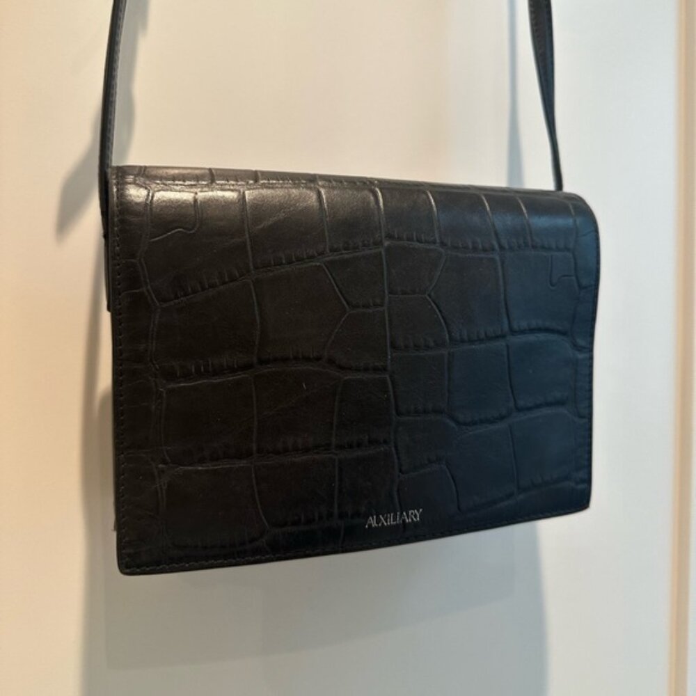 Auxiliary Leather Croc Embossed Crossbody Bag